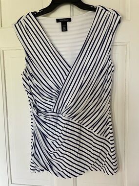 White House Black Market Navy and White striped top